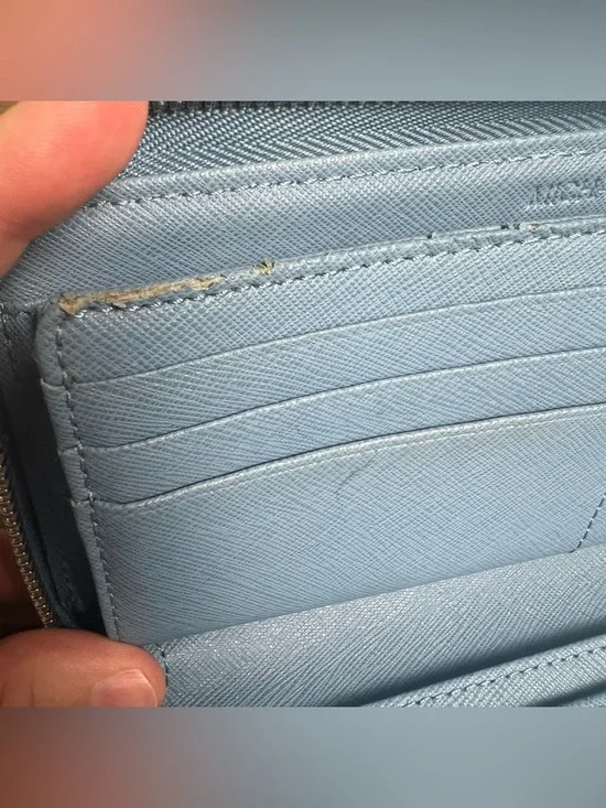 Michael Kors Jet Set Travel Large Continental Zip-Around Leather Wallet Blue - Picture 10 of 12